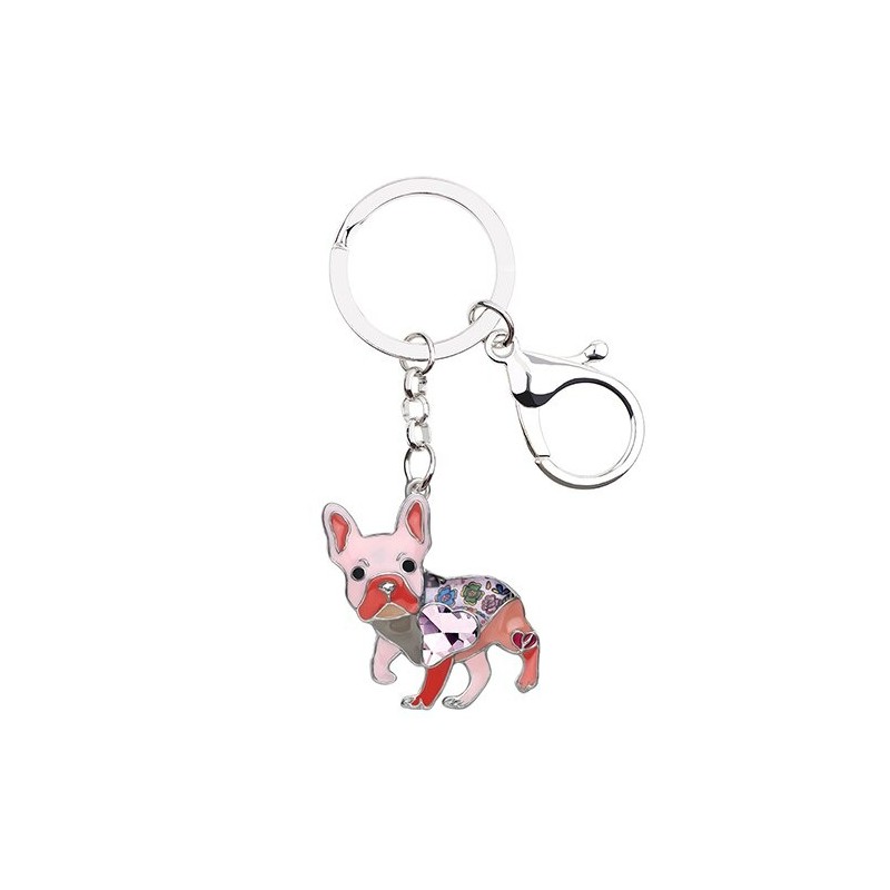 Enamel french bulldog - metal keychainKeyrings