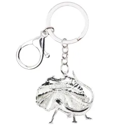Enamel frilled lizard - metal keyring