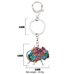 Enamel frilled lizard - metal keyring