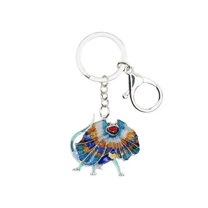 Enamel frilled lizard - metal keychainKeyrings