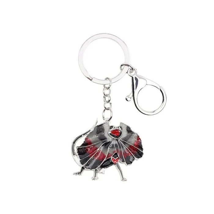 Enamel frilled lizard - metal keychainKeyrings