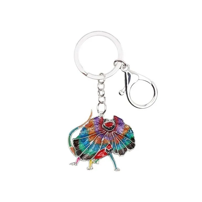 Enamel frilled lizard - metal keyring