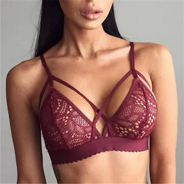 Sexy lace bra - with push up - cross front straps