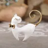 Retro enamel black / white cat brooch