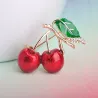 Elegant brooch with red crystal cherry