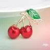 Elegant brooch with red crystal cherry