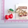 Elegant brooch with red crystal cherry