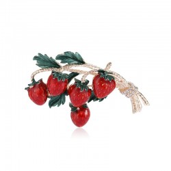 Elegant brooch with a sprig of strawberries