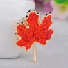 Maple leaf shaped - crystal brooch