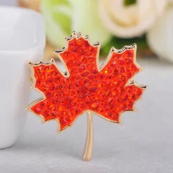 Red maple leaf - crystal broochBrooches