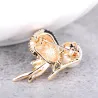 Cute bird shaped - crystal brooch - with pearl decoration