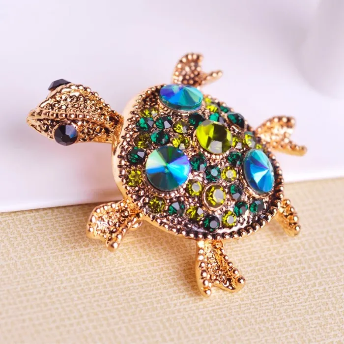 Crystal tortoise brooch - unisex
