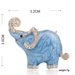 Elephant shaped - enamel brooch - with crystal decorations