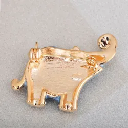 Elephant shaped - enamel brooch - with crystal decorations