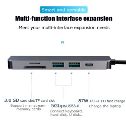 USB HUB adapter - 6 in - compatible dock - type C 3.0 splitter