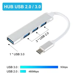 USB 3.0 / Type C 3.1 splitter - 4 ports - OTG - Xiaomi / Lenovo / MacBook Pro