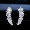 Silver feather shaped - stud earrings for women