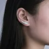 Silver feather shaped - stud earrings for women