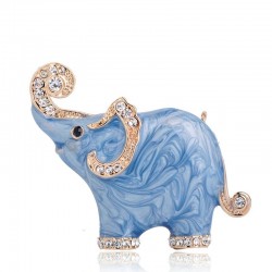 Blue elephant shaped brooch - with crystals