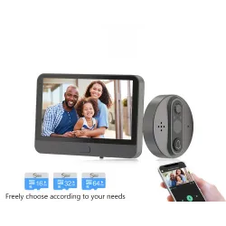 Sonnette vidéo intelligente - avec judas / détection de mouvement PIR / APP / WiFi - télécommande