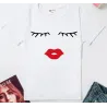 Trendy short sleeve t-shirt - eyelashes / red lipsBlouses & shirts