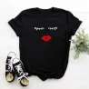 T-shirt tendance à manches courtes - cils / lèvres rouges