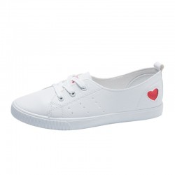 Classic white loafers - flat sneakers - with heart decoration