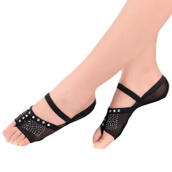 Ballet dance socks - open toe - with rhinestone decorations