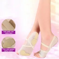 Ballet dance socks - open toe - with rhinestone decorations