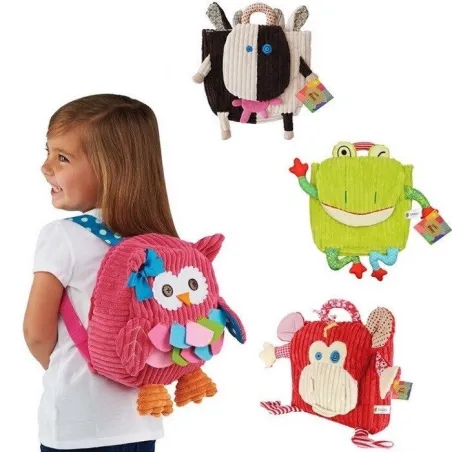 Cute Kid Plush School Backpacks 25cm Animal Figure Bag Kid Girls Boys Gifts Toy Owl Cow Frog Monkey schoolbag