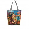 Classic handbag with zipper - single shoulder strap - print with flowers / owlsHandbags