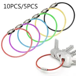 Durable stainless steel wire keychain -  ring connector - hanging cable - 5/10 pieces