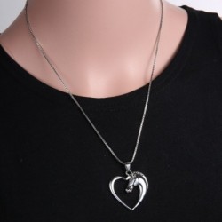 Heart shaped pendant with horse head - stainless steel necklaceNecklaces
