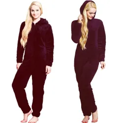 Winter Warm Pyjamas Women Onesies Fluffy Fleece Jumpsuits Sleepwear Overall Plus Size Hood Sets Pajamas Onesie For Women Adult