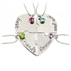 "Best Friends Forever and Ever" - heart shaped necklace with crystals - 4 piecesNecklaces