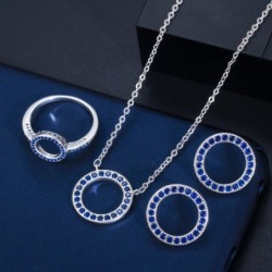 Classic round jewelry set - necklace / earrings / ring - with cubic zirconiaNecklaces