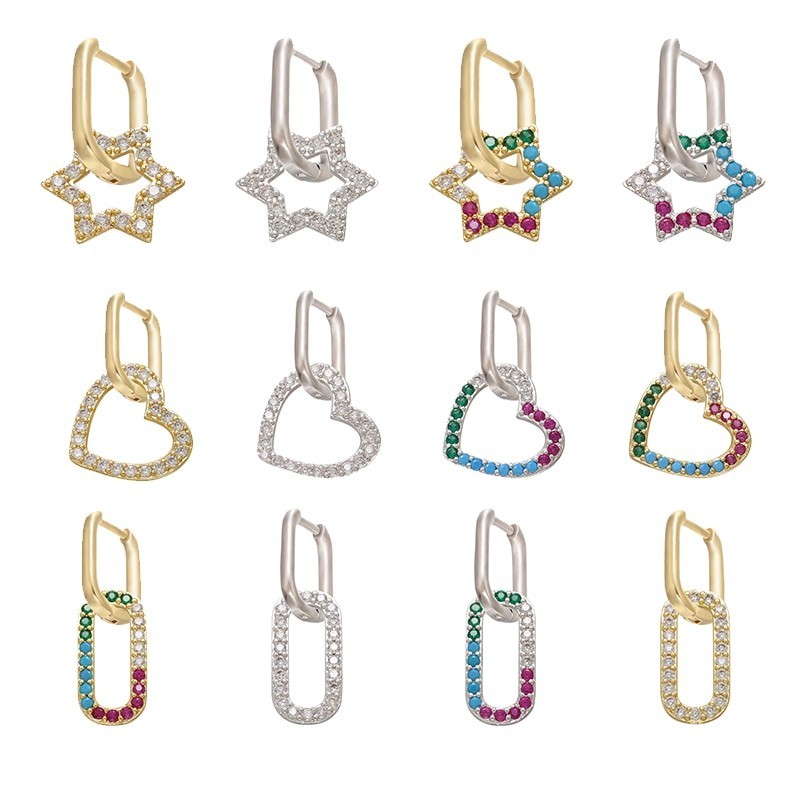 Crystal earring - with hook - star / heart / clip shapedEarrings