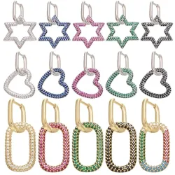 ZHUKOU hoop earring for women - 1 piece - brass cubic crystal design