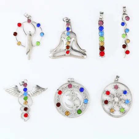 Reiki 7 crystal beads - Chakra - pendant for necklace - Yoga / meditation / angel shapeNecklaces
