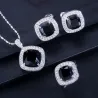 Ensemble de bijoux élégant - collier / boucles d'oreilles / bague - avec saphir - argent sterling