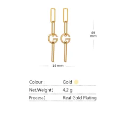 Long hanging earrings for women -  golden /copper - elegant
