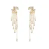 Classic long crystal earrings with stars streamlinedEarrings