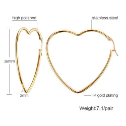 Elegant gold earrings - heart / hoops shapedEarrings