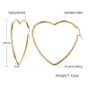 Heart shaped gold colour hoop earrings for women - wedding gift - big heart design -