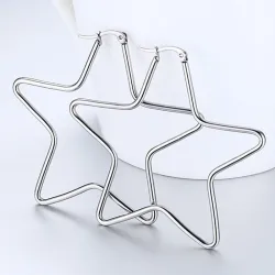 Large star hoop silver earringsEarrings