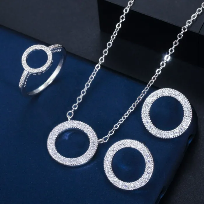 Love pendant - necklace and earrings set for women - classic cubic zirconia crystal