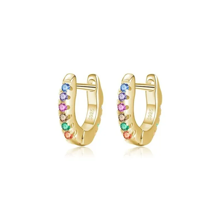 Mini hoop earrings - 925 sterling silver - colourful crystals / turquoiseEarrings