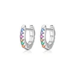 Mini hoop earrings - 925 sterling silver - colourful crystals / turquoiseEarrings