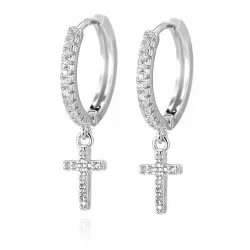 Crystal gold hoop earrings for women - with cross -  high quality - gift