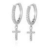 Crystal gold hoop earrings for women - with cross -  high quality - gift